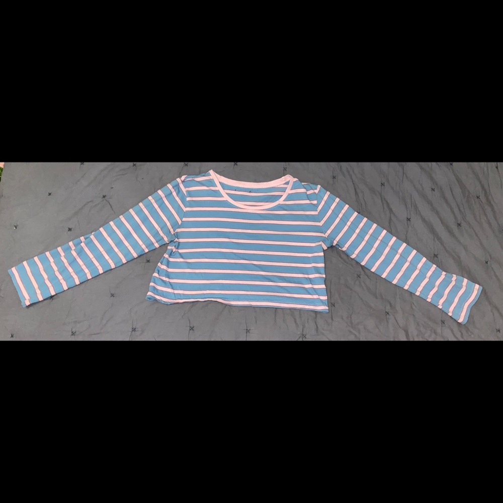 Lightponk and baby blue cropped shirt